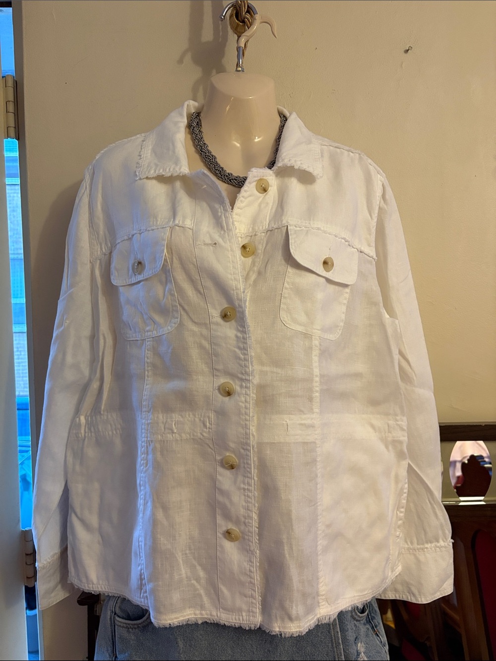 Tommy Bahama White Linen Button-Front Jacket